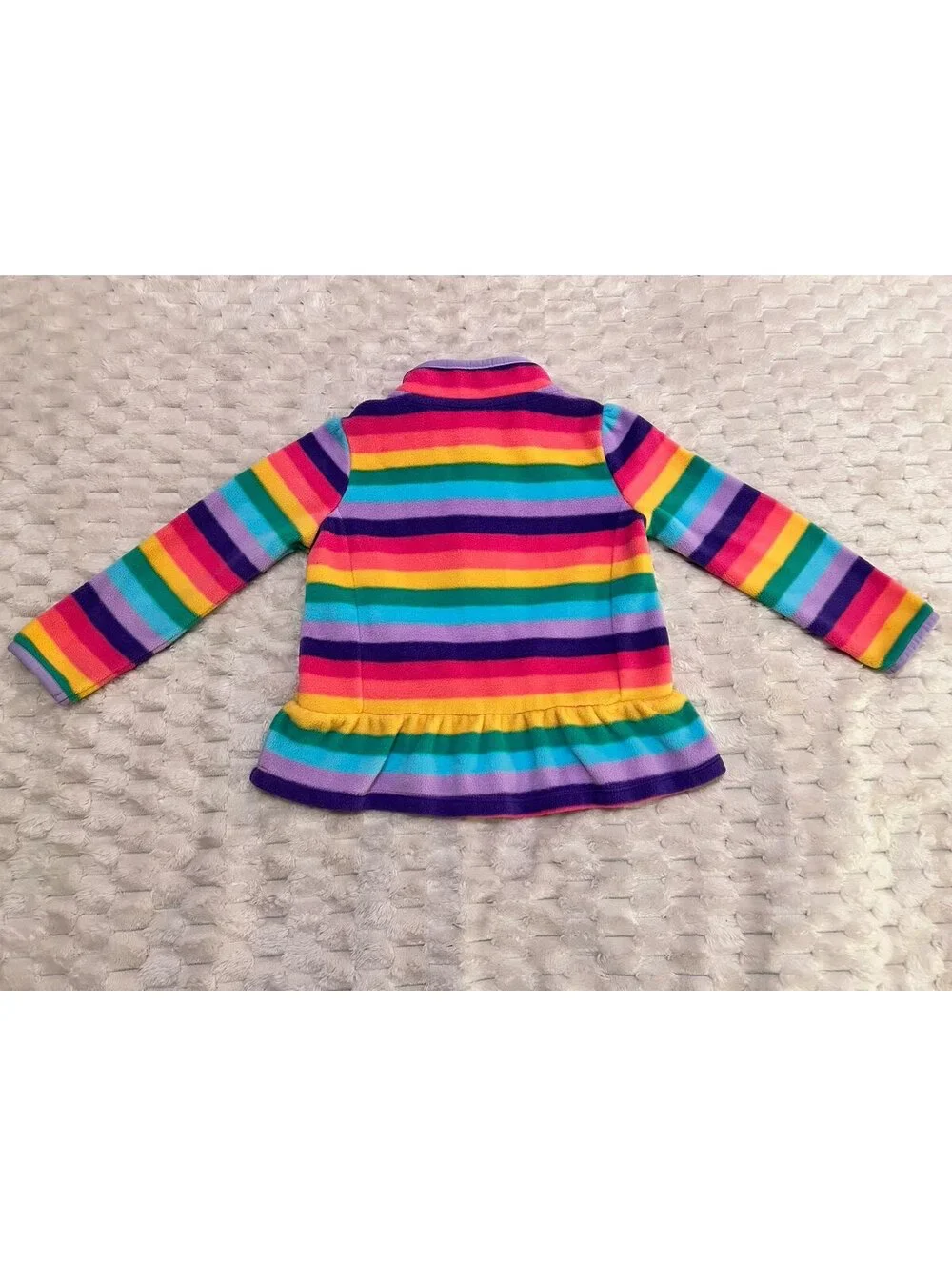 Gymboree Girls Rainbow Stripe Peplum Fleece 1/2 Zip Pullover Jacket /Top (3T)